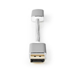 Nedis DisplayPort Cable | DisplayPort Male | HDMI™ Output | 4K@60Hz | Gold Plated | 0.20 m | Round | Braided | Silver | Cover Window Box