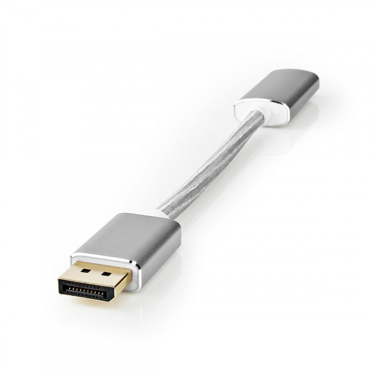 Nedis DisplayPort Cable | DisplayPort Male | HDMI™ Output | 4K@60Hz | Gold Plated | 0.20 m | Round | Braided | Silver | Cover Window Box