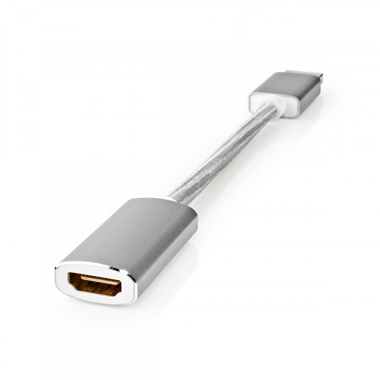 Nedis DisplayPort Cable | DisplayPort Male | HDMI™ Output | 4K@60Hz | Gold Plated | 0.20 m | Round | Braided | Silver | Cover Window Box