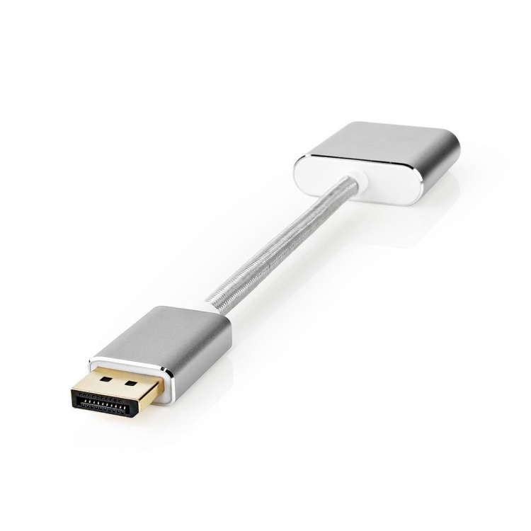Nedis DisplayPort Cable | DisplayPort Male | DVI-D 24+1-Pin Female | 1080p | Gold Plated | 0.20 m | Round | Braided | Silver | Cover Window Box