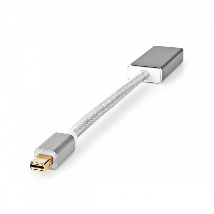 Nedis Mini DisplayPort Cable | DisplayPort 1.2 | Mini DisplayPort Male | DisplayPort Female | 21.6 Gbps | Gold Plated | 0.20 m | Round | Braided | Silver | Cover Window Box