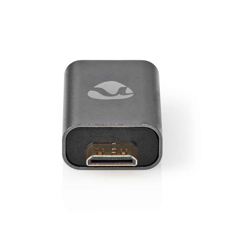 Nedis HDMI™ Adapter | HDMI™ Male / HDMI™ Mini Connector | HDMI™ Output | Gold Plated | Straight | Aluminium | Gun Metal Grey | 1 pcs | Cover Window Box
