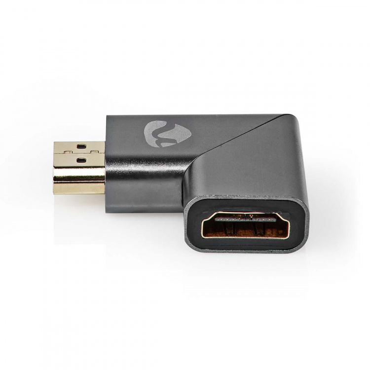 Nedis HDMI™ Adapter | HDMI™ Connector / HDMI™ Male | HDMI™ Output | Gold Plated | Angled Right | Aluminium | Gun Metal Grey | 1 pcs | Cover Window Box Nedis HDMI™ Adapter | HDMI™ Connector / HDMI™ Male | HDMI™ Output | Gold Plated | Angled Right | Aluminium | Gun Metal Grey | 1 pcs | Cover Window Box