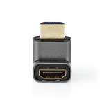 Nedis HDMI™ Adapter | HDMI™ Connector / HDMI™ Male | HDMI™ Output | Gold Plated | Angled 270° | Aluminium | Gun Metal Grey | 1 pcs | Cover Window Box Nedis HDMI™ Adapter | HDMI™ Connector / HDMI™ Male | HDMI™ Output | Gold Plated | Angled 270° | Aluminium | Gun Metal Grey | 1 pcs | Cover Window Box