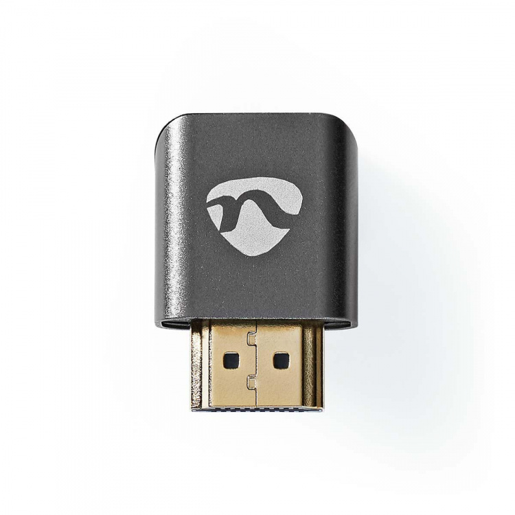 Nedis HDMI™ Adapter | HDMI™ Connector / HDMI™ Male | HDMI™ Output | Gold Plated | Angled 270° | Aluminium | Gun Metal Grey | 1 pcs | Cover Window Box Nedis HDMI™ Adapter | HDMI™ Connector / HDMI™ Male | HDMI™ Output | Gold Plated | Angled 270° | Aluminium | Gun Metal Grey | 1 pcs | Cover Window Box