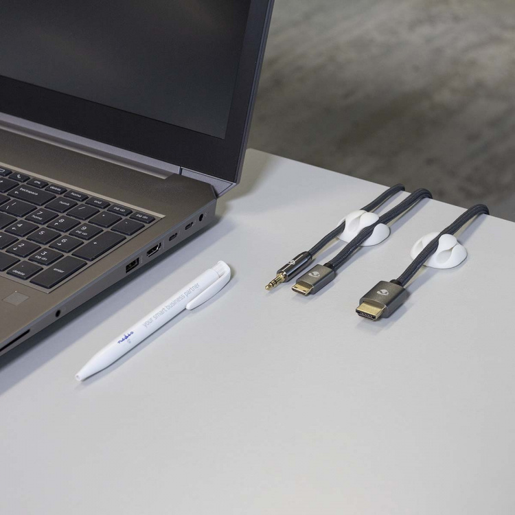 Nedis Cable Management | Cable Clip | Click and Go | 4 pcs | Number of slots: 3 Slots | Maximum cable thickness: 5.3 mm | TPE | White Nedis Cable Management | Cable Clip | Click and Go | 4 pcs | Number of slots: 3 Slots | Maximum cable thickness: 5.3 mm | TPE | White