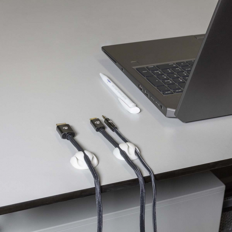 Nedis Cable Management | Cable Clip | Click and Go | 4 pcs | Number of slots: 3 Slots | Maximum cable thickness: 5.3 mm | TPE | White Nedis Cable Management | Cable Clip | Click and Go | 4 pcs | Number of slots: 3 Slots | Maximum cable thickness: 5.3 mm | TPE | White