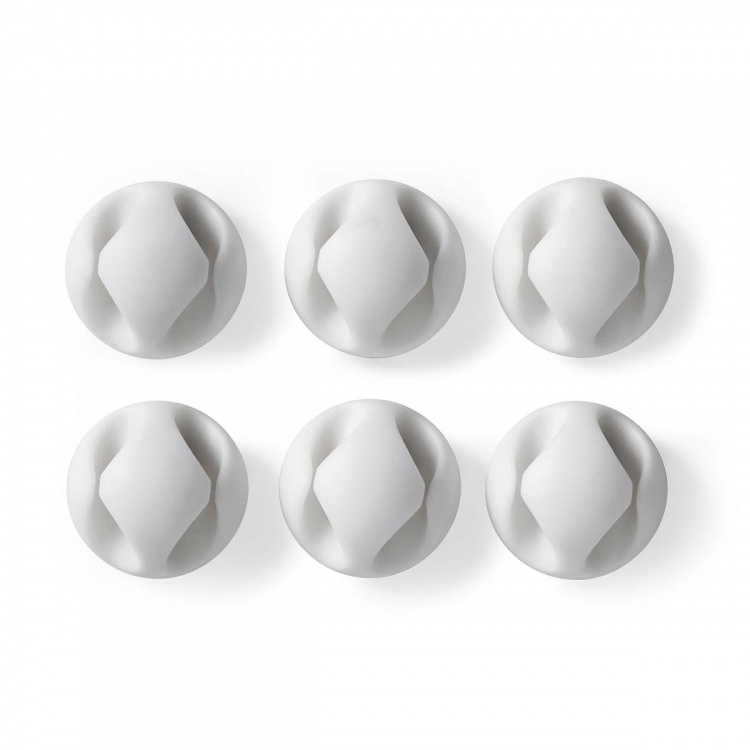 Nedis Cable Management | Cable Clip | Click and Go | 6 pcs | Number of slots: 2 Slots | Maximum cable thickness: 5.3 mm | TPE | White