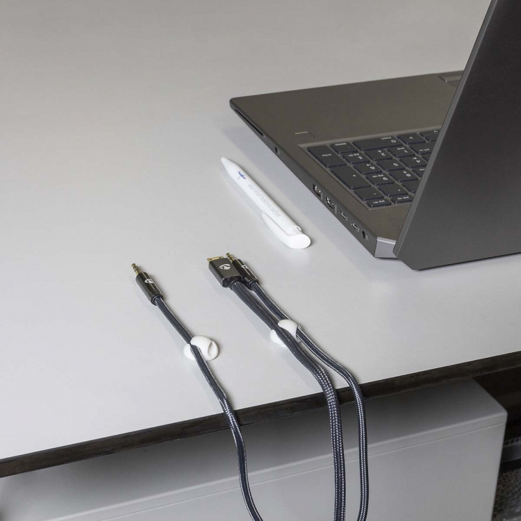 Nedis Cable Management | Cable Clip | Click and Go | 6 pcs | Number of slots: 2 Slots | Maximum cable thickness: 5.3 mm | TPE | White