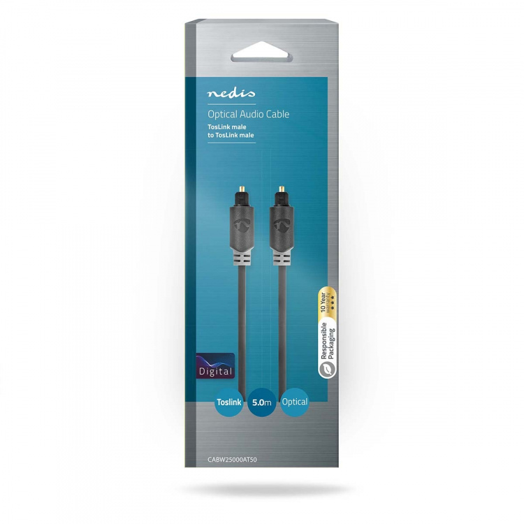 Nedis Optical Audio Cable | TosLink Male | TosLink Male | 5.00 m | Round | PVC | Anthracite | Box Nedis Optical Audio Cable | TosLink Male | TosLink Male | 5.00 m | Round | PVC | Anthracite | Box