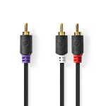 Nedis Subwoofer Cable | RCA Male | 2x RCA Male | Gold Plated | 3.00 m | Round | 4.0 mm | Anthracite | Box Nedis Subwoofer Cable | RCA Male | 2x RCA Male | Gold Plated | 3.00 m | Round | 4.0 mm | Anthracite | Box
