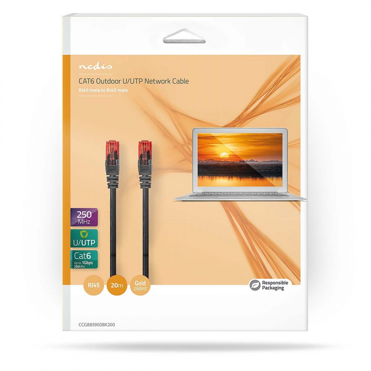 Nedis CAT6 Cable | RJ45 Male | RJ45 Male | U/UTP | 20.0 m | Outdoor | Round | PVC | Black | Box