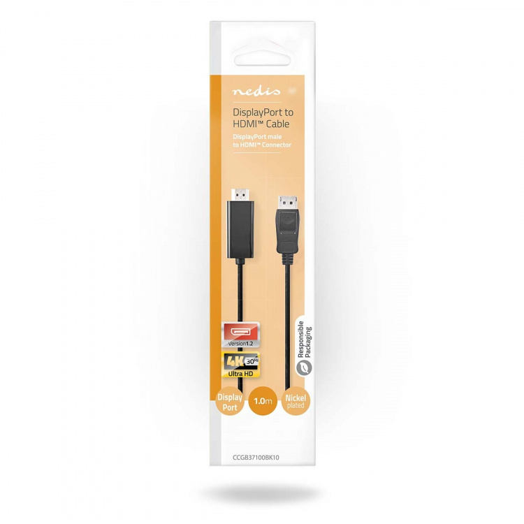 Nedis DisplayPort Cable | DisplayPort Male | HDMI™ Connector | 4K@30Hz | Nickel Plated | 1.00 m | Round | PVC | Anthracite | Box