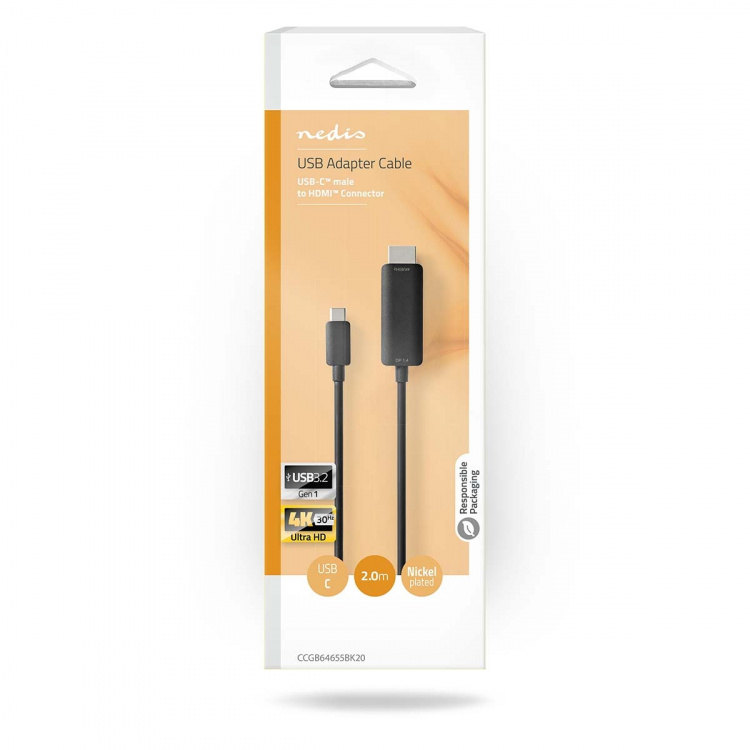 Nedis USB Adapter | USB 3.2 Gen 1 | USB-C™ Male | HDMI™ Connector | 2.00 m | Round | Nickel Plated | PVC | Black | Box Nedis USB Adapter | USB 3.2 Gen 1 | USB-C™ Male | HDMI™ Connector | 2.00 m | Round | Nickel Plated | PVC | Black | Box