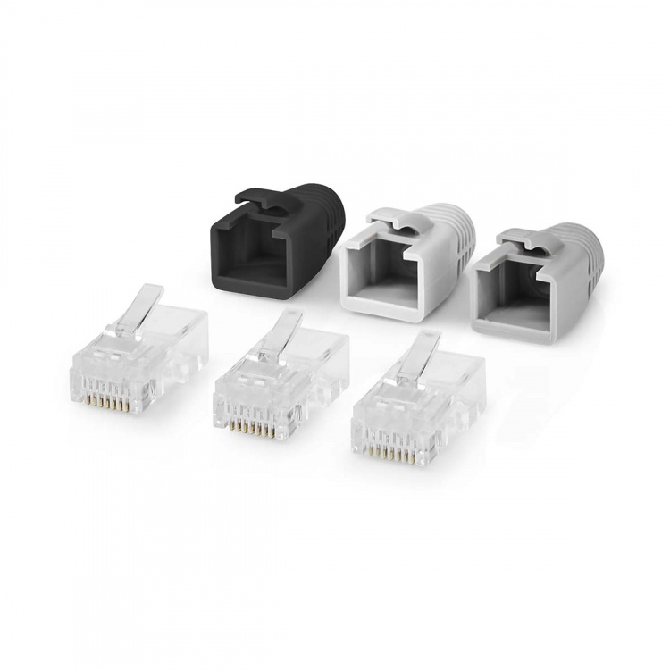 Nedis RJ45 Connector | RJ45 Pass Through | Solid/Stranded UTP CAT6 | Straight | Gold Plated | 10 pcs | Polycarbonate | Black / Grey / White | Box