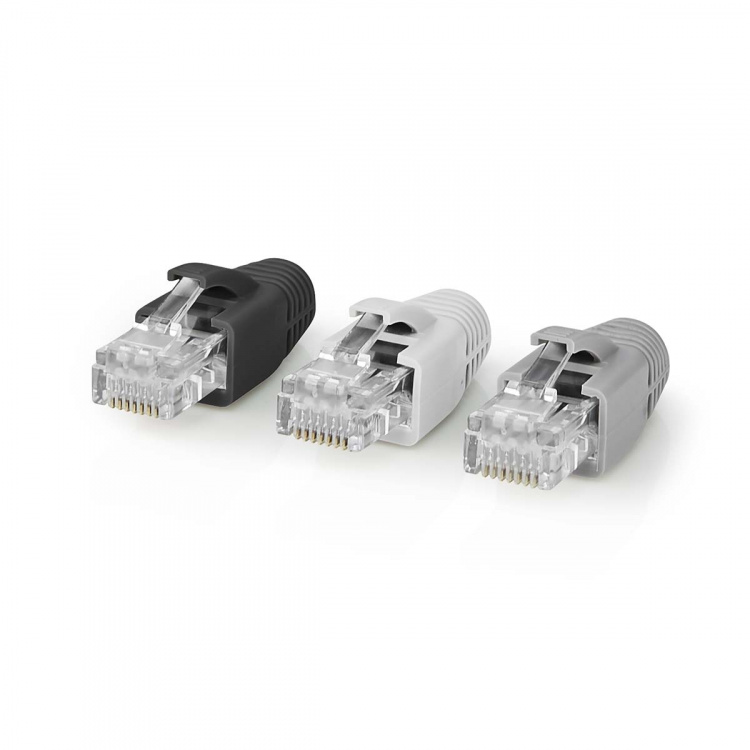 Nedis RJ45 Connector | RJ45 Pass Through | Solid/Stranded UTP CAT6 | Straight | Gold Plated | 10 pcs | Polycarbonate | Black / Grey / White | Box