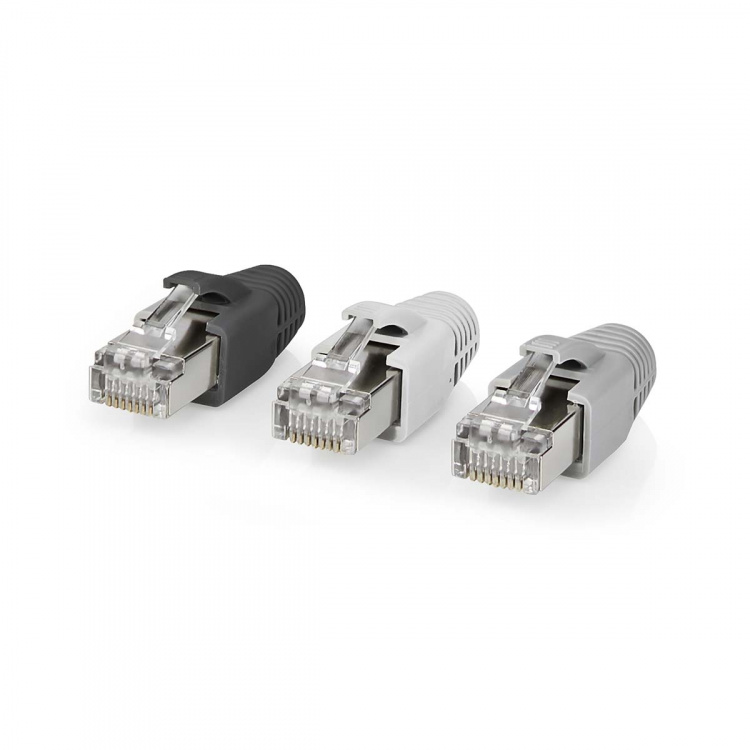 Nedis RJ45 Connector | RJ45 Pass Through | Solid/Stranded FTP CAT6 | Straight | Gold Plated | 10 pcs | Polycarbonate | Black / Grey / White | Box
