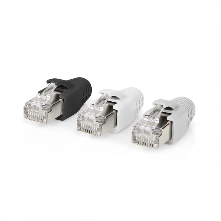 Nedis RJ45 Connector | RJ45 Pass Through | Solid/Stranded FTP CAT6a | Straight | Gold Plated | 10 pcs | Polycarbonate | Black / Grey / White | Box Nedis RJ45 Connector | RJ45 Pass Through | Solid/Stranded FTP CAT6a | Straight | Gold Plated | 10 pcs | Polycarbonate | Black / Grey / White | Box