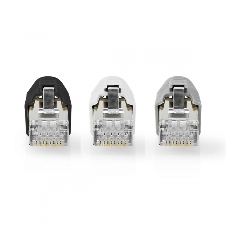 Nedis RJ45 Connector | RJ45 Pass Through | Solid/Stranded FTP CAT7 | Straight | Gold Plated | 10 pcs | PVC | Black / Grey / White | Box