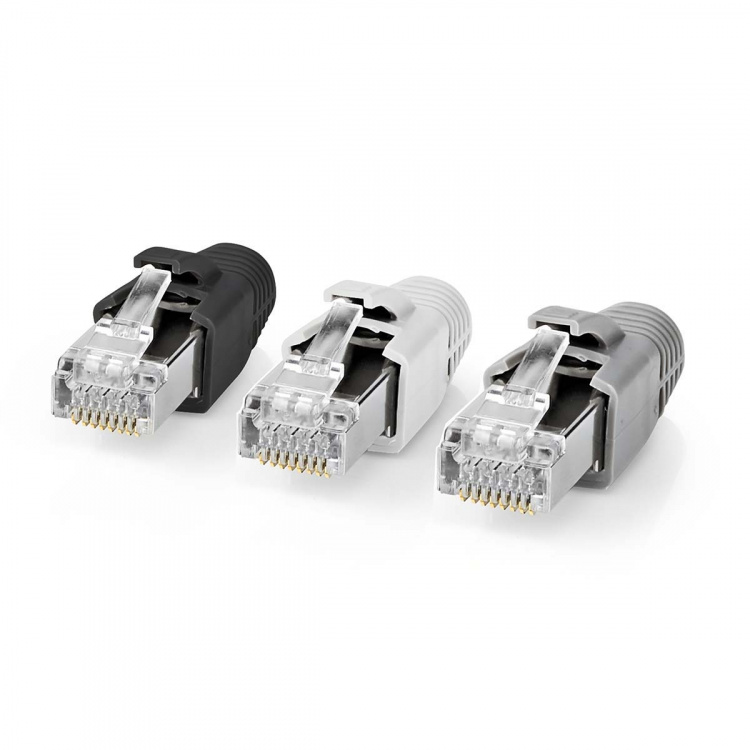Nedis RJ45 Connector | RJ45 Pass Through | Solid/Stranded FTP CAT7 | Straight | Gold Plated | 10 pcs | Polycarbonate | Black / Grey / White | Box Nedis RJ45 Connector | RJ45 Pass Through | Solid/Stranded FTP CAT7 | Straight | Gold Plated | 10 pcs | Polycarbonate | Black / Grey / White | Box