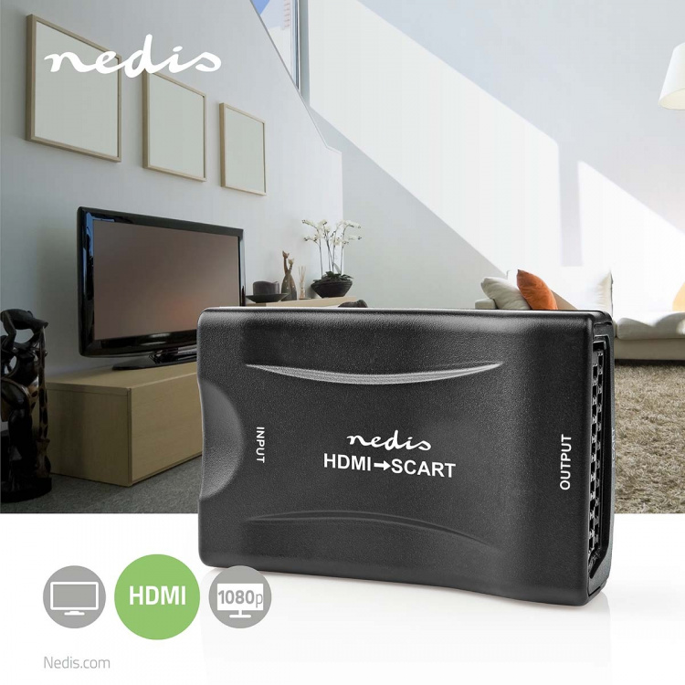 Nedis HDMI™ Converter | HDMI™ Input | SCART Female | 1-way | 1080p | 1.2 Gbps | ABS | Black Nedis HDMI™ Converter | HDMI™ Input | SCART Female | 1-way | 1080p | 1.2 Gbps | ABS | Black