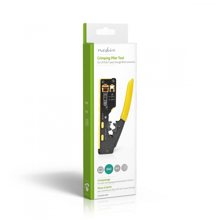 Nedis Crimp pliers | CAT5 / CAT5e / CAT6 / CAT6a / CAT7 / RJ12 / RJ45 | Cutting / Plier / Stripping | Rubber / Steel | Black / Yellow Nedis Crimp pliers | CAT5 / CAT5e / CAT6 / CAT6a / CAT7 / RJ12 / RJ45 | Cutting / Plier / Stripping | Rubber / Steel | Black / Yellow