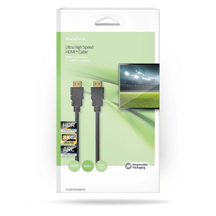 Nedis Ultra High Speed HDMI™ Cable | HDMI™ Connector | HDMI™ Connector | 8K@60Hz | 48 Gbps | 5.00 m | Round | 6.7 mm | Black | Box