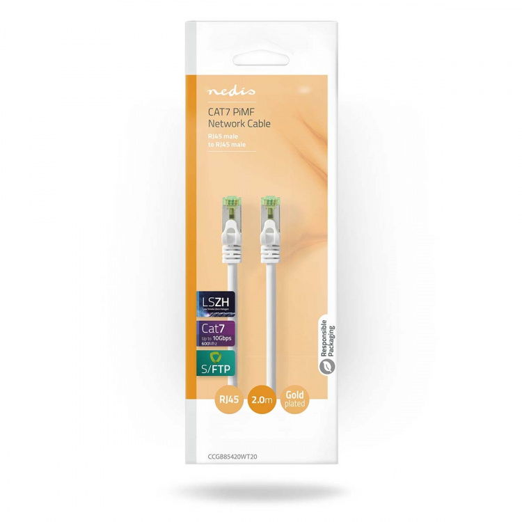 Nedis CAT7 Cable | S/FTP | RJ45 Male | RJ45 Male | 2.00 m | Round | LSZH | White | Box Nedis CAT7 Cable | S/FTP | RJ45 Male | RJ45 Male | 2.00 m | Round | LSZH | White | Box