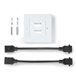 Nedis HDMI™ Wall Box | 2x HDMI™ Female | 4K@60Hz | HDMI™ Output | Black | 18 Gbps | Gold Plated | Envelope