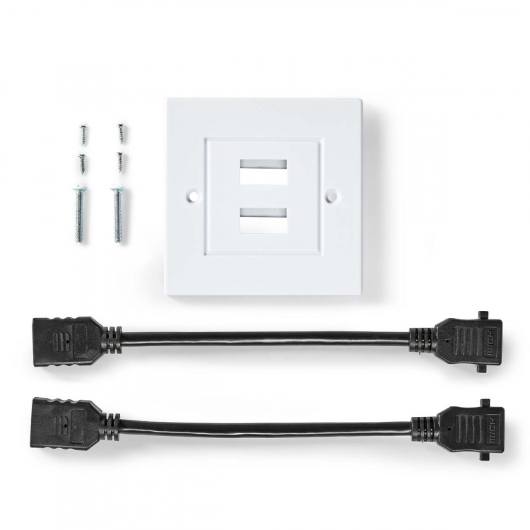 Nedis HDMI™ Wall Box | 2x HDMI™ Female | 4K@60Hz | HDMI™ Output | Black | 18 Gbps | Gold Plated | Envelope