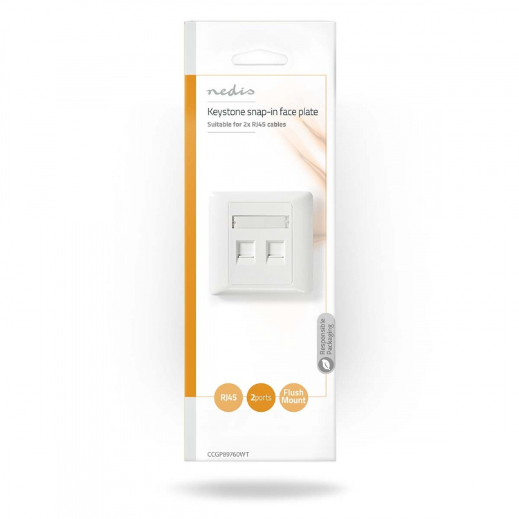 Nedis Network Keystone Face Plate | Face Plate RJ45 | 2 port(s) | ABS | White | Envelope