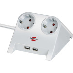 brennenstuhl Desktop power socket strip 2x for the table Rubber feet and 2x USB Polished white