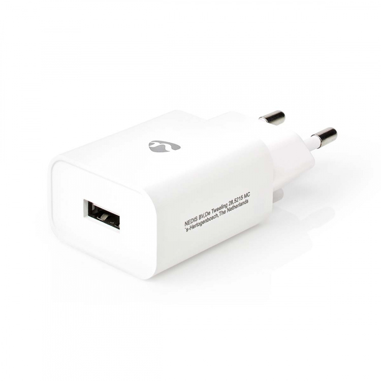 Nedis Wall Charger | Quick charge feature | 1x 2.4 A | Number of outputs: 1 | USB-A | No Cable Included | Single Voltage Output | White
