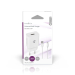Nedis Wall Charger | Quick charge feature | 1x 2.4 A | Number of outputs: 1 | USB-A | USB Type-C™ (Loose) Cable | 1.00 m | Single Voltage Output | White