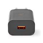 Nedis Wall Charger | Quick charge feature | 1.5 / 2.0 / 3.0 A | Number of outputs: 1 | USB-A | No Cable Included | Automatic Voltage Selection | Black