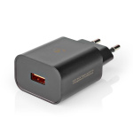 Nedis Wall Charger | Quick charge feature | 1.5 / 2.0 / 3.0 A | Number of outputs: 1 | USB-A | No Cable Included | Automatic Voltage Selection | Black