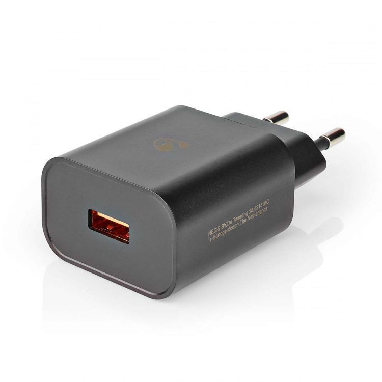 Nedis Wall Charger | Quick charge feature | 1.5 / 2.0 / 3.0 A | Number of outputs: 1 | USB-A | No Cable Included | Automatic Voltage Selection | Black