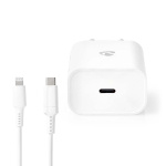 Nedis Wall Charger | PD3.0 20W | Quick charge feature | 1.67 / 2.22 / 3.0 A | Number of outputs: 1 | USB-C™ | Lightning 8-Pin (Loose) Cable | 1.00 m | Automatic Voltage Selection | White