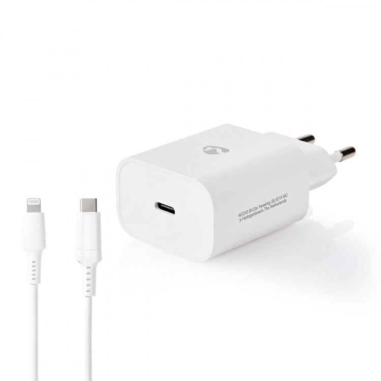 Nedis Wall Charger | PD3.0 20W | Quick charge feature | 1.67 / 2.22 / 3.0 A | Number of outputs: 1 | USB-C™ | Lightning 8-Pin (Loose) Cable | 1.00 m | Automatic Voltage Selection | White