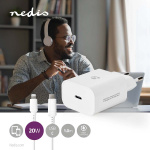 Nedis Wall Charger | PD3.0 20W | Quick charge feature | 1.67 / 2.22 / 3.0 A | Number of outputs: 1 | USB-C™ | Lightning 8-Pin (Loose) Cable | 1.00 m | Automatic Voltage Selection | White