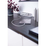 brennenstuhl Estilo 6-way corner socket strip with high-quality stainless steel surface for kitchen and office (desk socket with 4x protective contact sockets, 2x Euro sockets, incl. USB charging function) silver / white brennenstuhl Estilo 6-way corner socket strip with high-quality stainless steel surface for kitchen and office (desk socket with 4x protective contact sockets, 2x Euro sockets, incl. USB charging function) silver / white