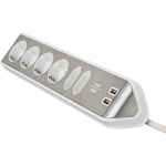 brennenstuhl Estilo 6-way corner socket strip with high-quality stainless steel surface for kitchen and office (desk socket with 4x protective contact sockets, 2x Euro sockets, incl. USB charging function) silver / white brennenstuhl Estilo 6-way corner socket strip with high-quality stainless steel surface for kitchen and office (desk socket with 4x protective contact sockets, 2x Euro sockets, incl. USB charging function) silver / white