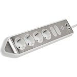 brennenstuhl Estilo 6-way corner socket strip with high-quality stainless steel surface for kitchen and office (desk socket with 4x protective contact sockets, 2x Euro sockets, incl. USB charging function) silver / white brennenstuhl Estilo 6-way corner socket strip with high-quality stainless steel surface for kitchen and office (desk socket with 4x protective contact sockets, 2x Euro sockets, incl. USB charging function) silver / white