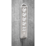 brennenstuhl Estilo 6-way corner socket strip with high-quality stainless steel surface for kitchen and office (desk socket with 4x protective contact sockets, 2x Euro sockets, incl. USB charging function) silver / white brennenstuhl Estilo 6-way corner socket strip with high-quality stainless steel surface for kitchen and office (desk socket with 4x protective contact sockets, 2x Euro sockets, incl. USB charging function) silver / white