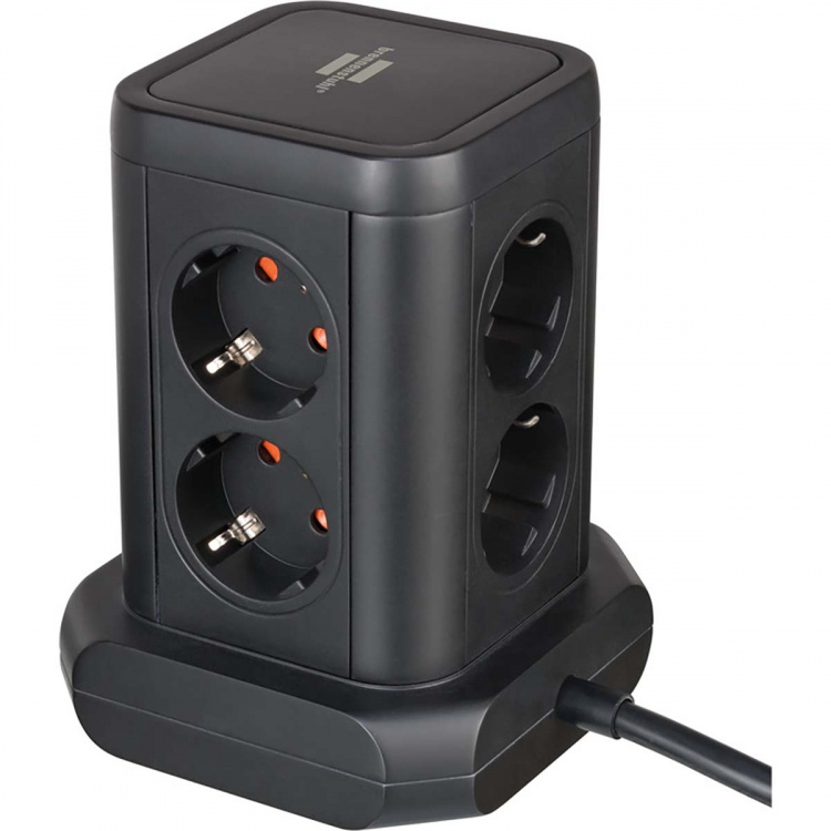 brennenstuhl 8-way socket tower in a 45° arrangement (4x USB, with 2 cables, two-pole switch)