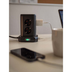brennenstuhl 8-way socket tower in a 45° arrangement (4x USB, with 2 cables, two-pole switch)