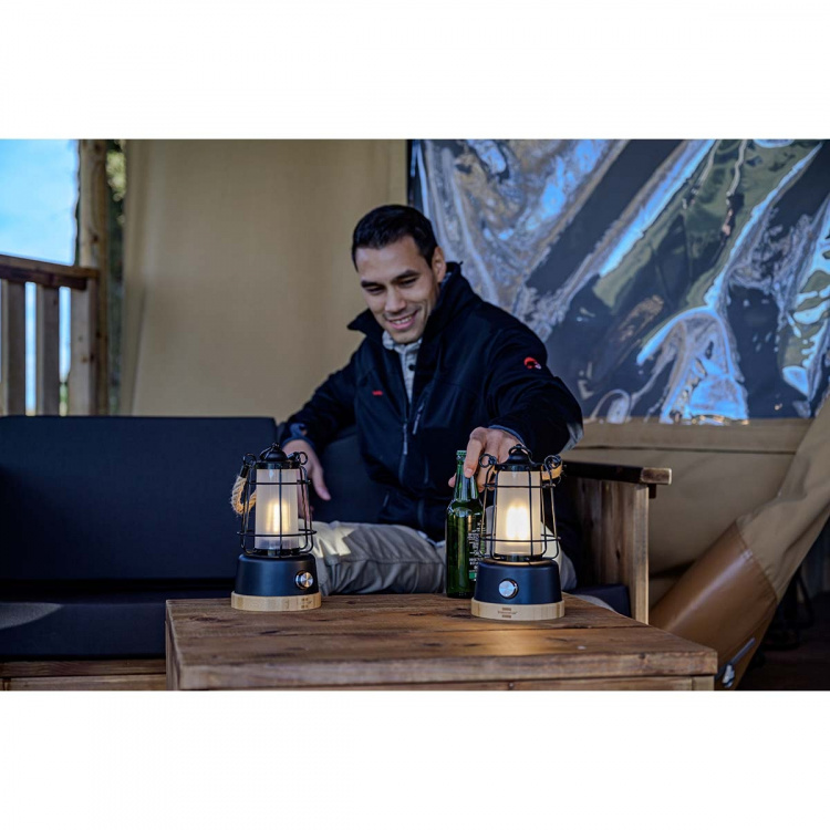 brennenstuhl Rechargeable camping lamp CAL 1 with hemp rope and bamboo base (370 lm, IP44, burn time up to 75h, dimmable, adjustable light color)