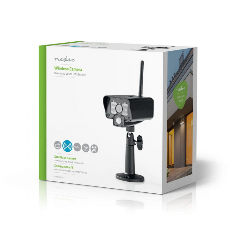 Nedis Digital Wireless Camera | Wi-Fi | VGA | Indoor and Outdoor | Night vision: 5.00 m | Viewing angle: 73 ° | Black | IP54