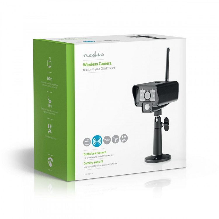 Nedis Digital Wireless Camera | Wi-Fi | VGA | Indoor and Outdoor | Night vision: 5.00 m | Viewing angle: 73 ° | Black | IP54