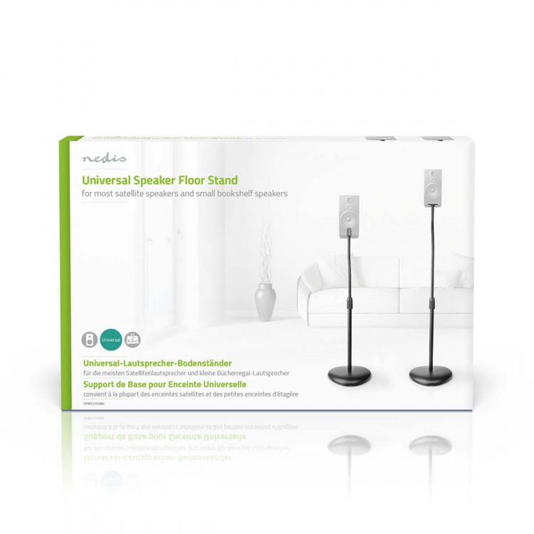 Nedis Speaker Mount | Compatible with: Universal | Floor | 4.5 kg | Height Adjustable | ABS / Steel | Black